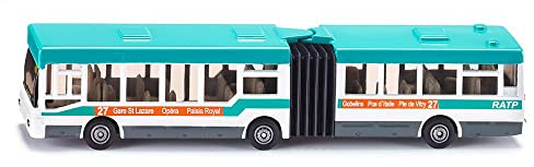 Siku 1617001, Gelenkbus RATP Frankreich, Metall/Kunststoff, Türkis/Weiß, Vielseitig einsetzbar, Spielfahrzeug für Kinder