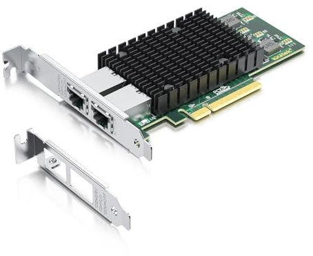 10Gtek für Intel X540-T2 10Gb PCI-E NIC Netzwerkkarte, Dual Copper RJ45 Port, mit Intel X540 Controller, PCIe Ethernet LAN Adapter für Windows Server/Windows/Linux/ESX