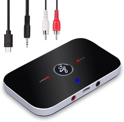 Bluetooth Transmitter Empfänger,2-in-1 Bluetooth Audio Adapter Lossless-Level HiFi Receiver mit RCA Cinch Aux 3.5mm R/L Kabel für Auto, TV, Fernseher, Kopfhörer, Stereoanlage