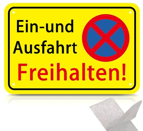 Einfahrt Ausfahrt Freihalten Schilder Metall Aluminium, 30X20 cm | Parken Verboten Schild Eingang Freihalten Auch Gegenüber, Warnschilder Verbotsschilder Zufahrt Freihalten