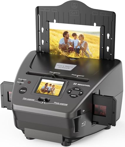 Film- und Fotoscanner mit 6,1 cm (2,4 Zoll) LCD-Display, konvertiert 135 Folien mit 35 mm / 135 Negativfilme, Fotos, Visitenkarte in Digitale Bilder mit 22 MP, SD-Karte mit 4 GB