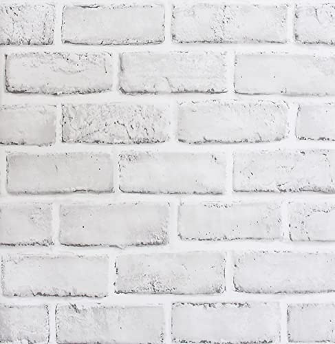 ZHMRROAD Weiße Ziegeltapete selbstklebend abziehen und aufkleben gut für Haus und Möbelrenovierung weiß 44.5 cm x 300 cm