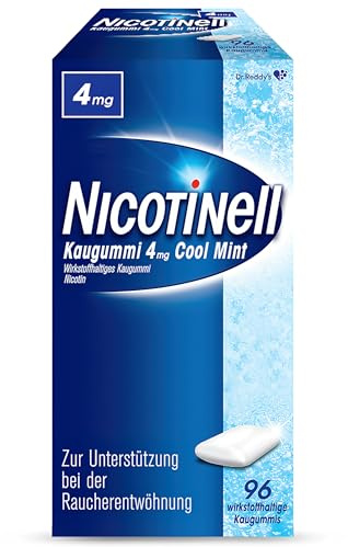 Nicotinell Nikotinkaugummi 4 mg Cool Mint 96 St - zur Rauchentwöhnung und Linderung von Rauchverlangen - Nikotinersatzprodukt, unterstützt das rauchfrei werden und bei Entzugssymptomen, zuckerfrei