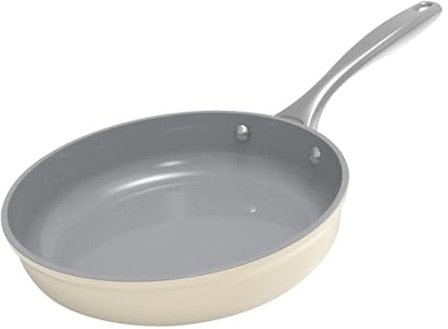 Koch Kode 28cm Pfanne, Große Keramikpfanne Mit Edelstahlgriff, Bratpfanne Für Familienmahlzeiten, Spülmaschinengeeignete, Bratpfanne Induktion, Pfanne Für Induktion, Beige