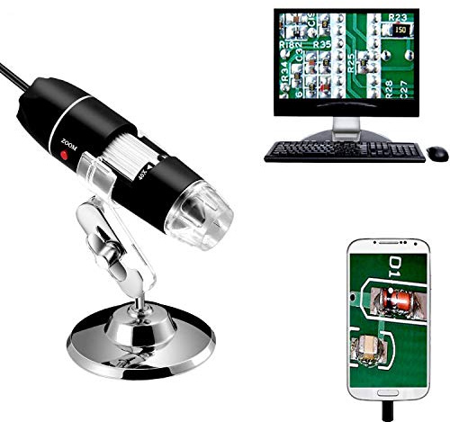 Jiusion 40 – 1000X vergroting endoskop, 8pcs LED USB 2.0 Digitaal MiKrosKop, Mini Kamera met OTG Adapter en Metaal Standfunktion, kompatibel met Mac Windows 7 8 10 Android Linux