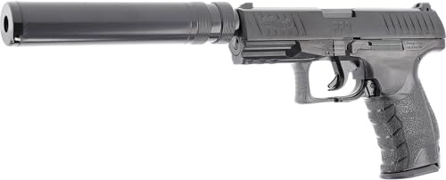 Walther Airsoft Pistole PPQ Navy Kit, Federdruck Waffe mit < 0,5 Joule, inkl. Schalldämpfer-Attrappe 100 x 6 mm BB Soft-Air Kugeln und zweitem Magazin