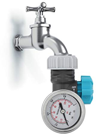 AYNEFY Wasserdruckventil, G3/4 Zoll, verstellbares Wasserdruckregelventil mit Manometer, Gewächshaus-Gartenbewässerungsregler