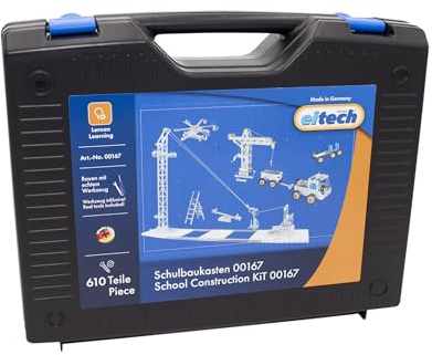 eitech Metallbaukasten 00167 - Schulbaukasten, ideal für Werk-Unterricht und technisches Verständnis, Lernspielzeug für Kinder ab 7 8 9 Jahren, 610 Bauteile