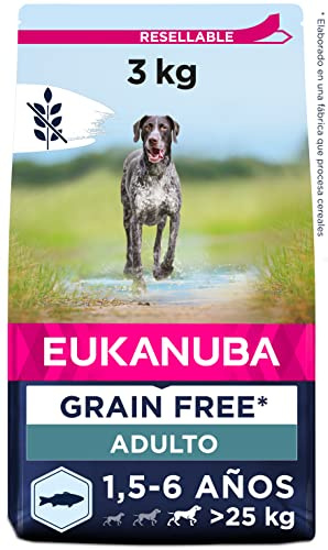 Eukanuba Hundefutter getreidefrei mit Fisch für große Rassen - Trockenfutter für ausgewachsene Hunde, 3 kg