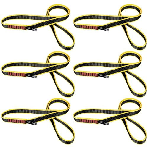 KINGTLE 20 mm Nylon-Kletterschlinge 22 kN CE1019/EN566 UIAA-Zertifiziert, Klettergurte zum Klettern, Bergsteigen, Abseilen (schwarz, 60cm/24inch | 6er-Pack)