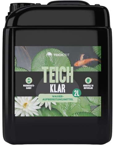 Teichzeit Teichklar I Teich klärer für Gartenteich I Wasseraufbereiter I Für klares Teichwasser I Eliminiert Schadstoffe I Reduziert Stress I 2 L