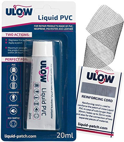 Ulow Flüssiges PVC - Reparaturset für Schlauchboote Sup Flickzeug für Pool Whirlpool Spa kleber und Flicken Luftmatratzen Wasserbett Luftbett Airtrack Wathose funktioniert auf Allen PVC Materialien