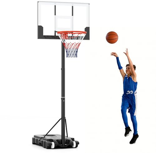 COSTWAY Basketballkorb Outdoor, Basketballständer 100-212cm höhenverstellbar, Mobile Basketballanlage mit Rollen & Ständer, Korbanlage Indoor Outdoor für Kinder & Jugendliche