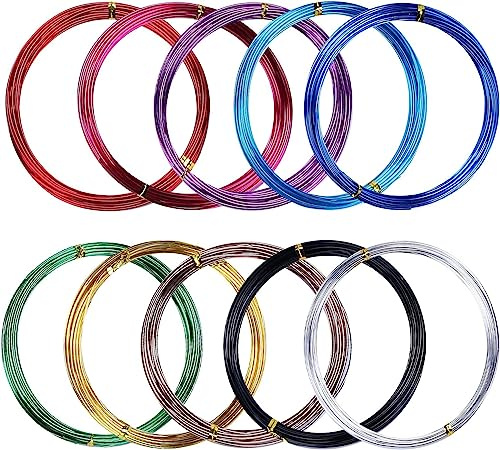 MOLENCO Basteldraht 1,5mm, Draht zum Basteln Schmuckdraht Aluminiumdraht | 50m Modellierdraht Biegsamer, 10 Farben, Leicht zu Formen, für DIY Schmuckherstellung Modellen Skulpturen Kunsthandwerk