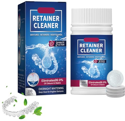 Zahnspangenreiniger,Gebissreiniger Tabs,100 Retainer Reinigungstabletten,Retainer Cleaner,Zahnschiene Reinigung,Gebissreinigungstabletten
