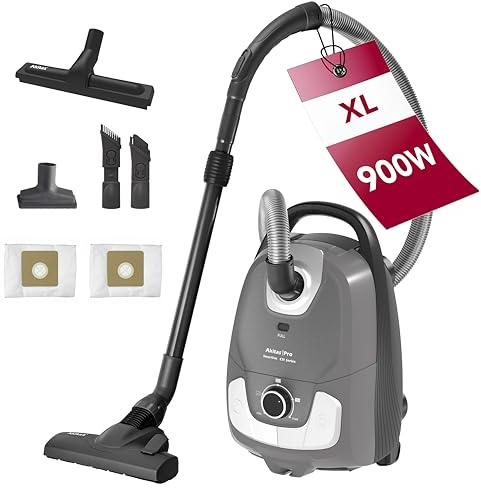 Akitas C11 900W Staubsauger mit Beutel – 7 m Netzkabel & 10 m Arbeitsradius, 70 dB leiser Betrieb, inkl. zusätzlicher Bodenbürste, verstellbare Saugkraft, große Kapazität, für Harte Böden & Teppiche