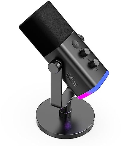 FIFINE XLR Gaming Mikrofon für Streaming Podcast Studio, USB Dynamisch Microphone PC mit Stummschalttaste, für PS4/5 Mac Mixer Soundkarten
