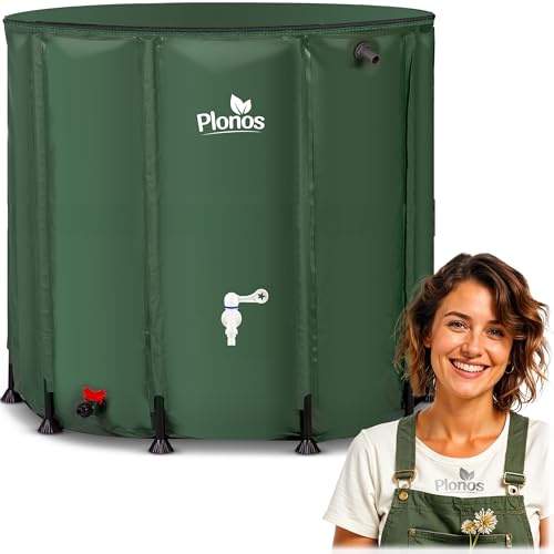 Plonos Regentonne Regenfass 1000 L Mit Auslaufhahn PVC UV Beständig 96 x 120 cm Grün