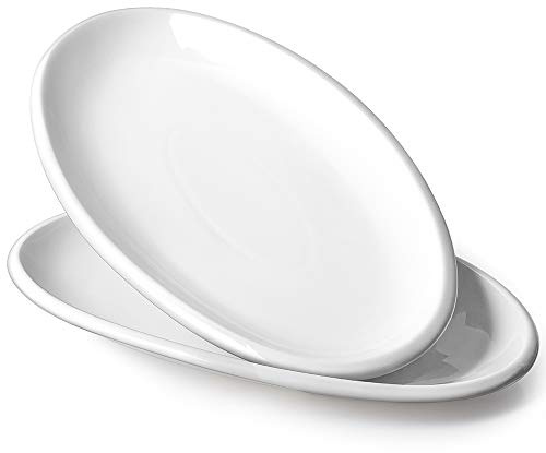 DOWAN Servierplatte Oval 2er-Set, 14/35,6 cm Tiefer Teller Porzellan
