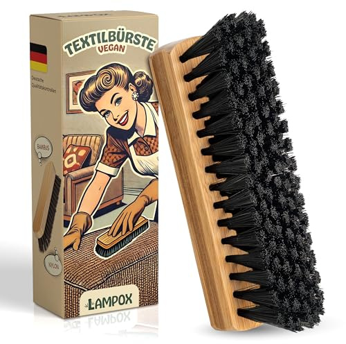 lampox - Textilbürste für die schonende Trocken- und Feuchtreinigung gegen Felcken, Schmutz, Tierhaare, Polsterbürste, Teppich, Autositze, Textil, Polster, Kleiderbürste, Reinigungsbürste