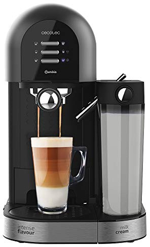 Cecotec Espressomaschine Power Instant-Ccino 20 Chic Nera, 1470 W, 1,7 L | 20-bar-Pumpe, für Pulver und Kapseln, InstantCappuccino, 700-ml-Milchtank, Custom Coffee, Thermoblock und Doppelauslauf