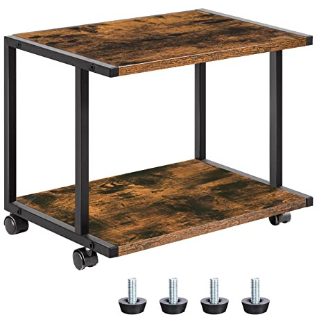 HOOBRO Druckertisch, Druckerständer mit verstellbaren Füßen und arretierbaren Rädern, Druckerwagen Industrie-Design, 42 x 28 x 33 cm, für Büro, Fax, Kopierer, Scanner EBF42PS01