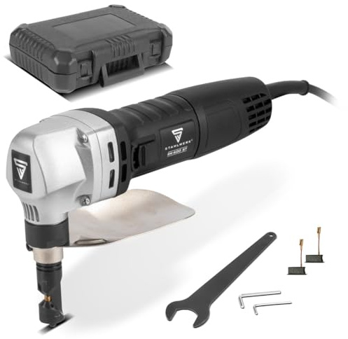 STAHLWERK Blechknabber (BK-600 ST) – 600 W Nibbler mit 2.000 U/min, 360° drehbarem Kopf, bis 2,5 mm Schnitttiefe, elektrische Blechschere/Blechschneider für präzises Schneiden von Metall und Aluminium