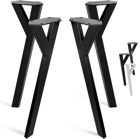 Natural Goods Berlin 4er Set Y Legs Tischbeine (Schwarz, 72 cm) - Möbelfüße aus Metall in Y-Form für Dein nächstes DIY-Projekt - Schwerlast Tischgestell für Schreibtische & Esstische