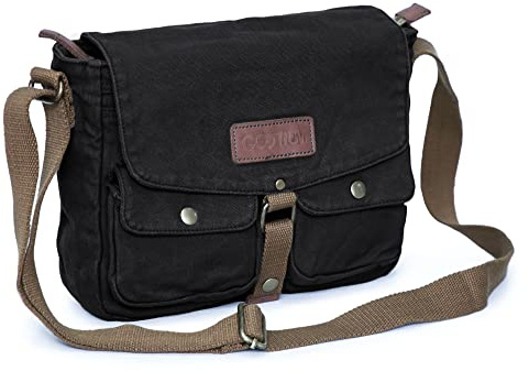 Gootium Canvas Messenger Bag – Vintage Crossbody Schultertasche Militär Satchel, Charcoal