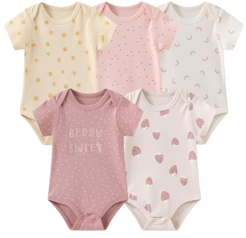 JELYLOVE 5er-Pack Kurzarm Baby Jungen Mädchen Bodys