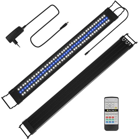 Cecaylie LED Aquarium Beleuchtung, Aquarienbeleuchtung 30W, 24/7 Modus Aquarium Lampe, einstellbare Helligkeit, Dimmen, für 90-120cm Süßwasser-Aquarien, Mehrere Wettermodus