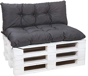 Setgarden® Palettenkissen-Set, Kissen für Gartenmöbel aus Paletten, Outdoor Rücken und Sitzkissen, Gartensitzkissen viele Farben und Größen (Anthrazit, Set 120x60 sitzkissen + 120x40 rückenkissen)