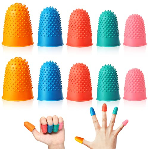 20 Stück Gummi Fingerspitzen Fingerkissen YUTOU Wiederverwendbarer Fingerschutz Fingerkuppenschutz Fingeranfeuchter Fingerhut Gummi zum Geld Zählen,Schreiben,Sortieren,Gitarren (5 Größen und Farben)