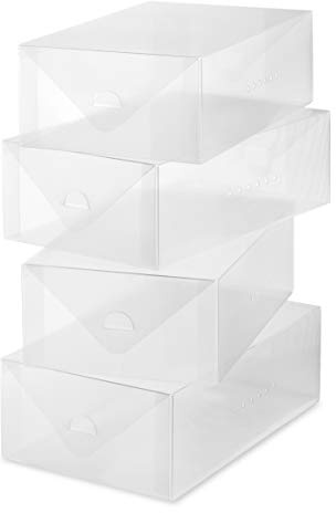 Whitmor Clear Vue Damen Schuhbox 4er Set, Kunststoff, weiß, 4