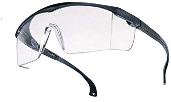 Clean2 Schutzbrille, Laborbrille, Motorradbrille, Bügelbrille nach EN166 - mit Seitenschutz und einstellbarer Bügellänge Schwarz