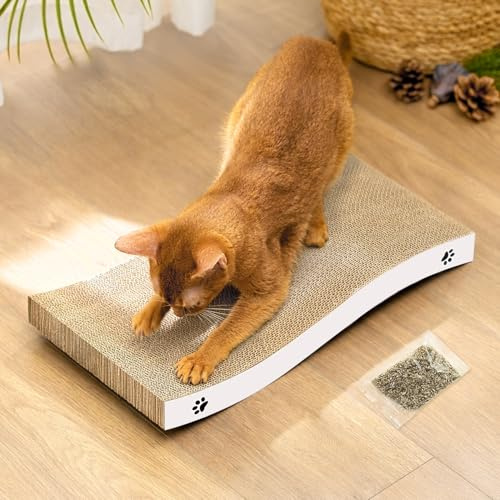 Katzen Kratzbrett aus Pappe – Kratzbretter Katze mit Wellenform, langlebige Kratzmatte als Möbelschutz für Sofa & Ecke, umkehrbare Kratzpappe für Wohnungskatzen (1er-Pack)