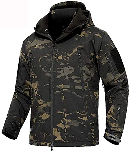 Memoryee Herren Wasserdichte Softshelljacken Fleece Futter Warme Militärische Outdoor Winddicht Übergangsjacke mit Kapuze