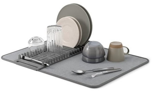 UDRY DRYING RACK MAT CHARCOAL | Faltbar und platzsparend, maschinenwaschbar, BPA-frei, schützt Arbeitsplatte vor Kratzern, recycelter Kunststoff