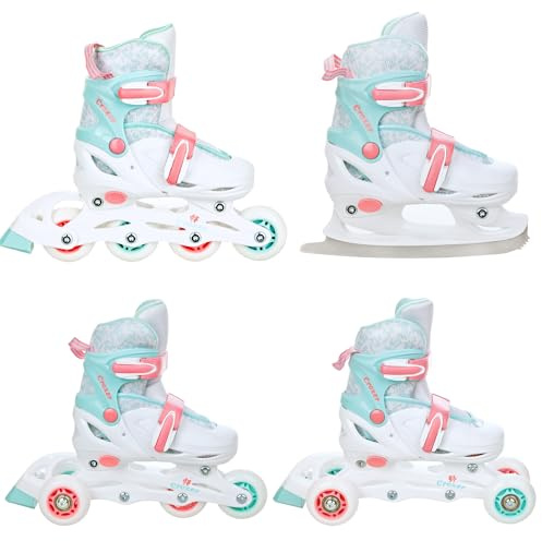 CROXER 4in1 Inline Skates Triskates Rollschuhe Schlittschuhe Inliner für Kinder Mädchen Jungen verstellbar (Inez, 26-29 (16,5cm-18cm))