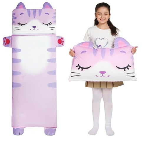 Wbesty Kleinkind Nap Matte für Kinder Schlafmatte Napping Mats Schlummern Taschen faltbar und tragbar für Jungen Mädchen Kindergarten Daycare Travel Camping,Cat Style