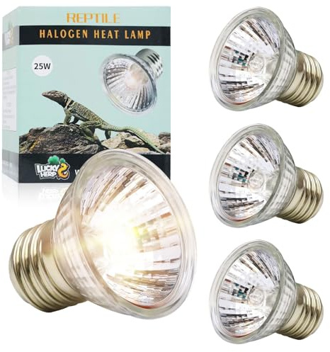 LUCKY HERP Reptilien Terrarium Wärmelampe 25W 4stück, UVA UVB Halogen Schildkröten Wärmelampe, E27 UVB Basking Spot Lampe für Schildkröte, Bartagamen, Eidechsen, Schlangen