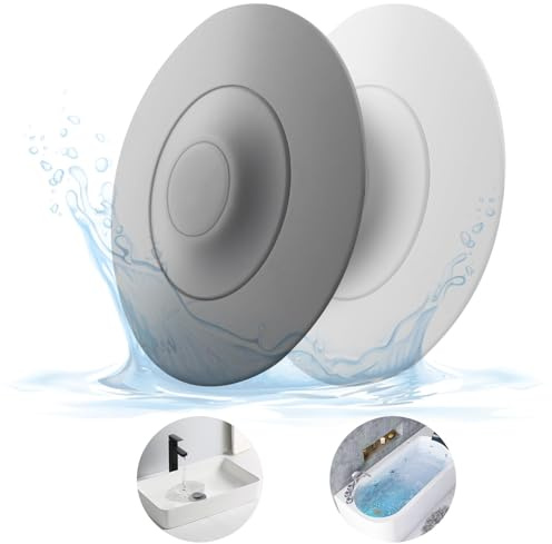 HUAERSICO Universal Abflussstopfen Silikon - Waschbeckenstöpsel und Badewannenstöpsel mit Press und Haarsieb Funktion, Praktisches Abflusssieb für Badewannen, Waschbecken, Küchenspülen, 2er Set