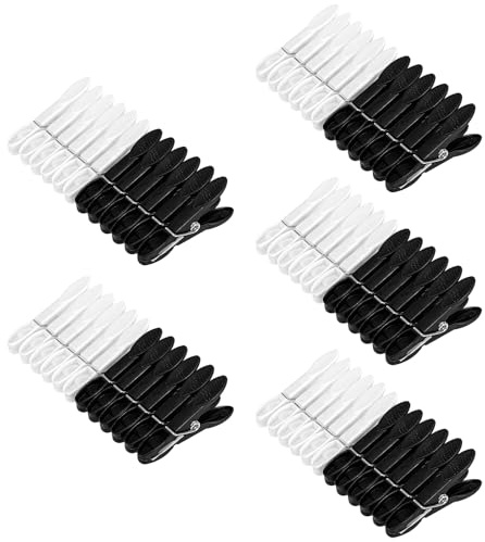60 Stück Wäscheklammern,schwarz/weiß rutschfeste Wäscheklammern | Hinterlässt Keine Spuren, für Wäscheleine oder Wäscheständer,Handtuch, Kleidung, Socken