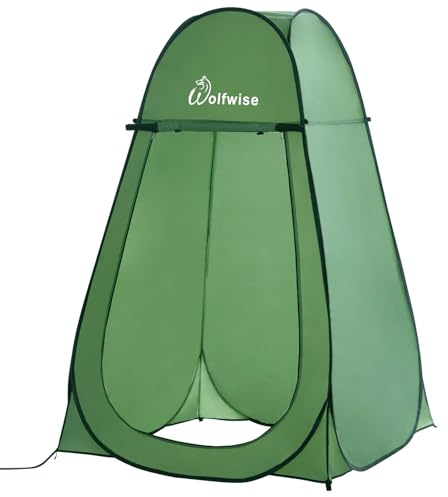 Wolfwise Pop Up Duschzelt Camping Kompakt & Leicht, Schneller Aufbau | Toilettenzelt mit Tragetasche, Umkleidezelt mit Fenstern UV Schutz, Wasserabweisend für Outdoor, 1,9m/2,1m Hoch