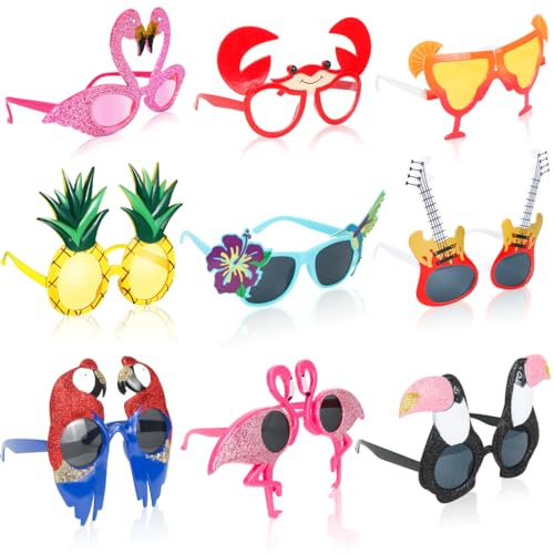 Aurasky Lustige Sonnenbrille, Hawaiian Partybrille, Luau Party Sonnenbrille, Hawaiian Tropical Party Brille, Witzige Sonnenbrillen, Neuheit Partyzubehör Dekoration für Kinder Erwachsene