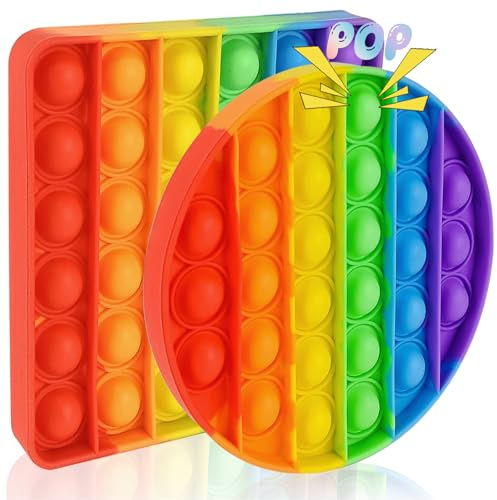 Audasi 2 Stück Push and POP Bubble Silikon Sensorisches Fidget Spielzeug Pop on It Anti-Stress-Stressabbau-Spielzeug Relief Angst Autismus Spielzeugs für Kinder und Erwachsene