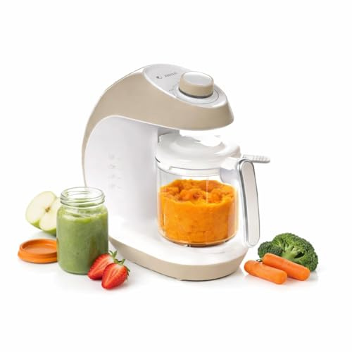 Jané Chefkiss Babynahrungszubereiter, 7-in-1-Multifunktion, Küchenmaschine, Dampfgaren, Auftauen, Aufwärmen, Sterilisieren, Mixen, Vermischen, automatische Reinigung