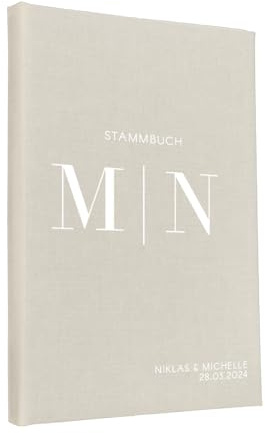 Hochzeitideal Stammbuch der Familie 'Luna' Nr. 310 inkl. Personalisierung (Creme, Klassisch mit 6-Fach Ringmechanik)