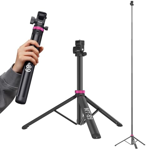ULANZI MT-89 Ausziehbares Stativ Aluminium, 208cm Lichtstativ tragbares verstellbares mit 1/4 Zoll Schraube, Schnellverschluss, 360° Kugelkopf, Kamera Handy stativ für Kamera, Videolicht, Smartphone
