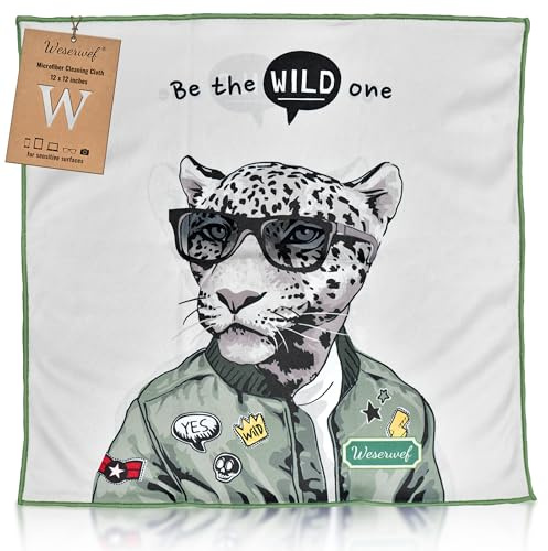 Weserwef® XXL Mikrofasertuch Brillenputztücher in Optikerqualität - 30 x 30 cm - zur Reinigung von Brille, Smartphone, Tablet, Kamera. Brillenputztuch, Displaytuch (wild one)